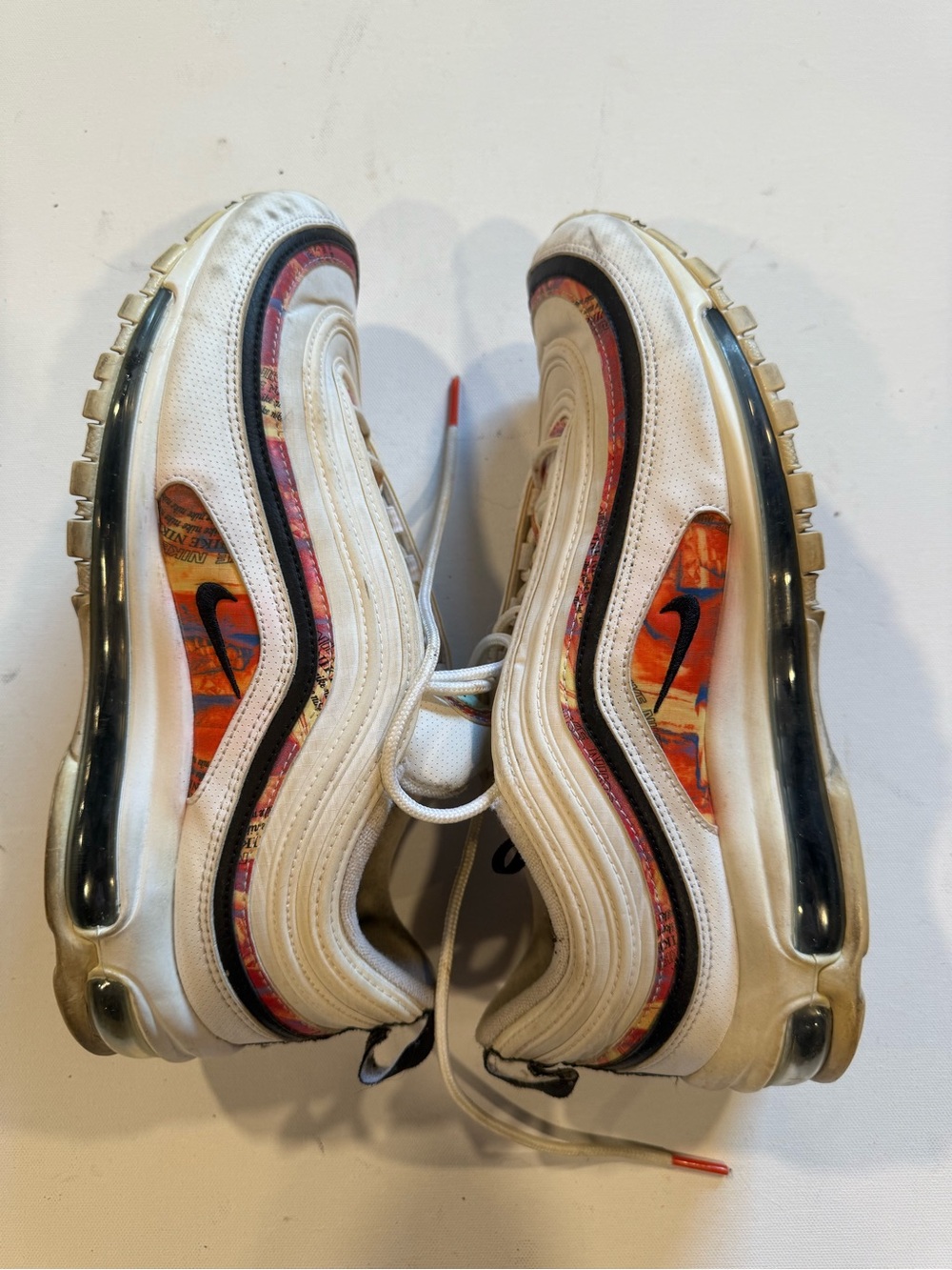 Nike White Air Max 97 with Orange Graphic Panels
